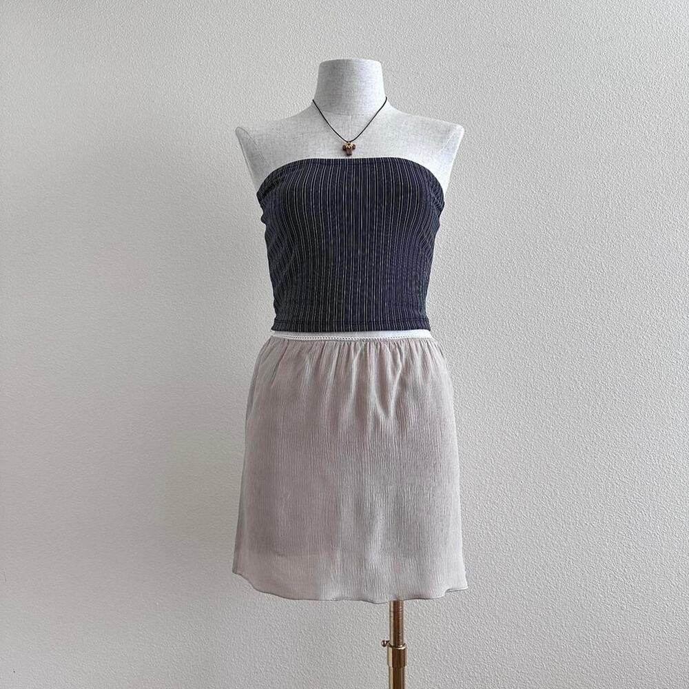 soft taupe gray slip mini skirt with a subtle sheen